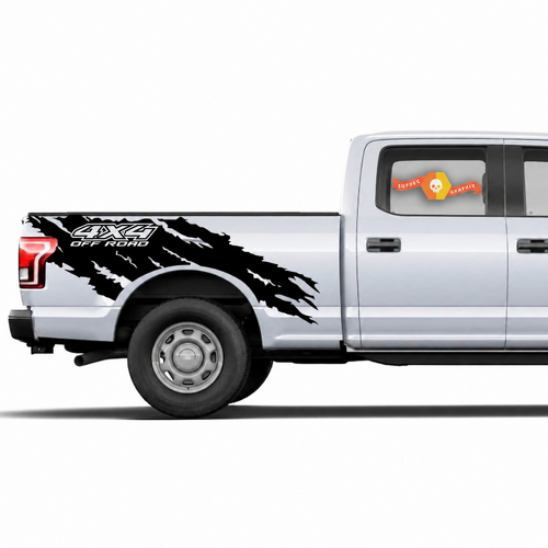 Adesivo Vinile Avvolgente Torn 4X4 Off Road per Fianco Cassone Ford F-150 2015-2017