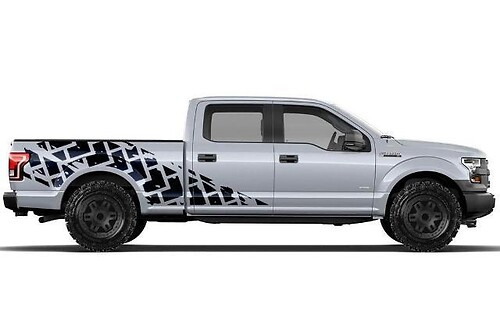 Ford F-150 (2015-2017) Supercrew 6.5 Bed Kit adesivo adesivo in vinile personalizzato - Tracce di pneumatici
