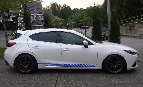 Adesivo Vinile Strisce da Corsa Laterali per Mazda Mazda3 2010-2018