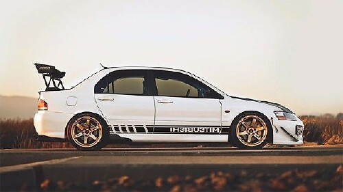 2 adesivi per decalcomanie da corsa per auto Mitsubishi Lancer EVO Mirage con grafica a più colori