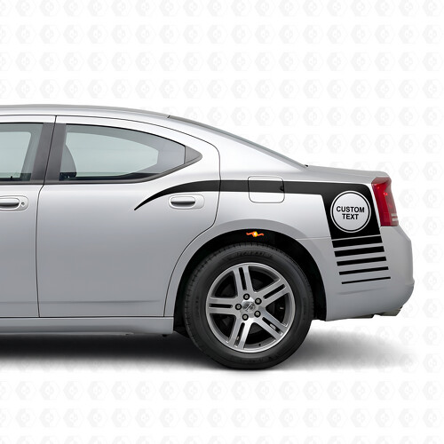 Adesivo in vinile con testo personalizzato a cerchio e strisce lampeggianti laterali per Dodge Charger 2006-2010