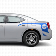 Adesivo in vinile con testo personalizzato a cerchio e strisce lampeggianti laterali per Dodge Charger 2006-2010_2