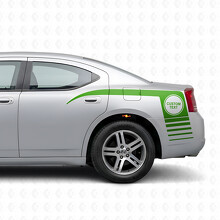 Adesivo in vinile con testo personalizzato a cerchio e strisce lampeggianti laterali per Dodge Charger 2006-2010_3