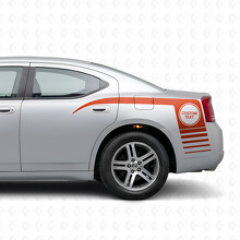 Adesivo in vinile con testo personalizzato a cerchio e strisce lampeggianti laterali per Dodge Charger 2006-2010_4