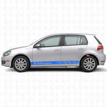 Adesivo in vinile strisce da corsa laterali con logo VW per Volkswagen Golf_2