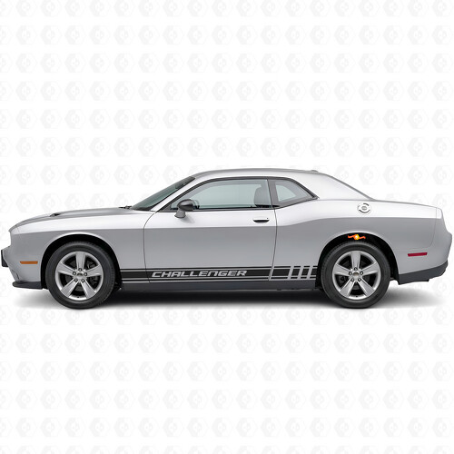 Adesivo in vinile con scritta Challenger e strisce da corsa laterali per Dodge Challenger