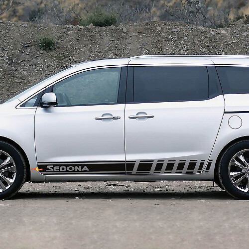Adesivo decalcomania in vinile con strisce laterali da corsa adatto a Kia Sedona
