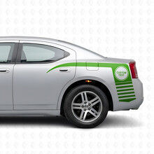 Adesivo vinile laterale con testo personalizzato in cerchio e strisce artigli per Dodge Charger 2006-2010_3