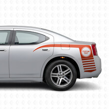 Adesivo vinile laterale con testo personalizzato in cerchio e strisce artigli per Dodge Charger 2006-2010_4