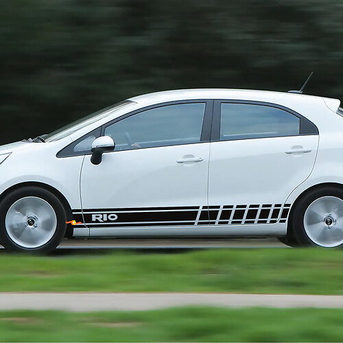 Adesivo decalcomania in vinile con strisce laterali da corsa adatto a Kia Rio
