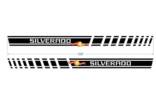 Adesivo decalcomania in vinile per auto da corsa Chevrolet Silverado con grafica a colori multipli 2X lungo 128 pollici
