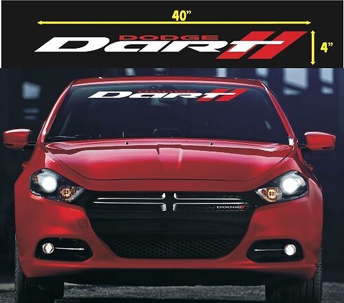 Adesivo in Vinile Logo Dart con Doppie Strisce per Parabrezza Dodge Dart