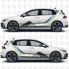 Kit di adesivi in vinile a strisce laterali Heritage a nido d'ape per VW Volkswagen Golf_2