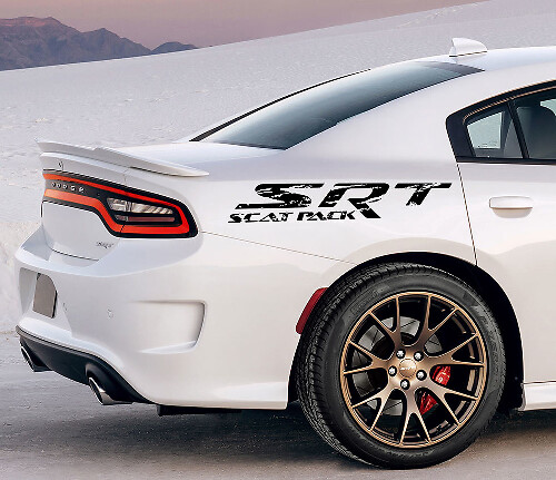 Adesivi laterali in vinile stile usurato SRT Scat Pack per Dodge Charger Challenger