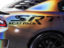 2x SRT SCAT PACK in stile Grunge Distressed Decalcomania in vinile Side Splash per Dodge Charger Challenger Scatpack 2