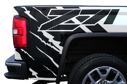Kit di Adesivi in Vinile per Spicchio del Cassone Z71 per GMC Sierra 2014-2017
