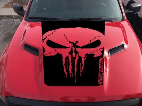 Dodge Ram Rebel Punisher Skull Night Edition Hood Truck Vinile Adesivo Decalcomania Grafica
