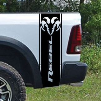 Dodge Ram Rebel Side Stripe Bed Logo Truck Decalcomania in vinile grafica cromata