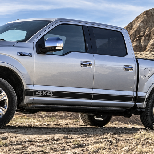 Adesivo in vinile con striscia a righe 4X4 per pannello rocker Ford F-150 2015-2018
