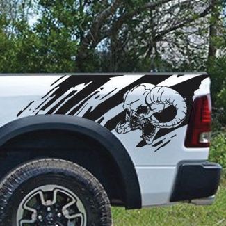 Teschio cornuto Splash Splatter Grunge Pickup Truck Vinyl Decal letto Graphic Cast