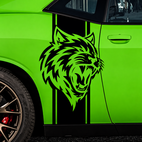 Custom Cat Head Pinstripe Pair Parafango posteriore Adesivo in vinile per Dodge Challenger Hellcat