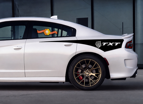 TXT Cat Head Single Quarter Wedge Pair Parafango posteriore Adesivo in vinile per Dodge Charger Hellcat 2015-2020