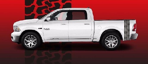 Adesivo in vinile con strisce stile battistrada pneumatico per fiancata per RAM 1500 Rebel, TRX
