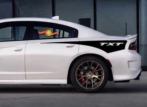 Adesivo in vinile a strisce laterali TXT Quarter per Dodge Charger 2015-2020