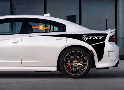 TXT Cat Head Split Quarter Wedge Set Parafango posteriore Adesivo in vinile per Dodge Charger Hellcat 2015-2017