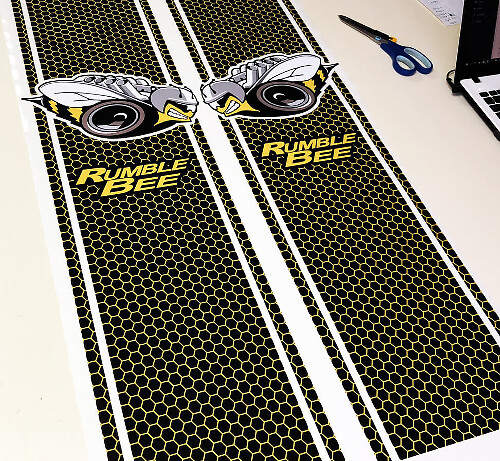 Set di Adesivi in Vinile a Strisce Rumble Bee Honeycomb per il Comodino per Dodge Ram 1500 2500