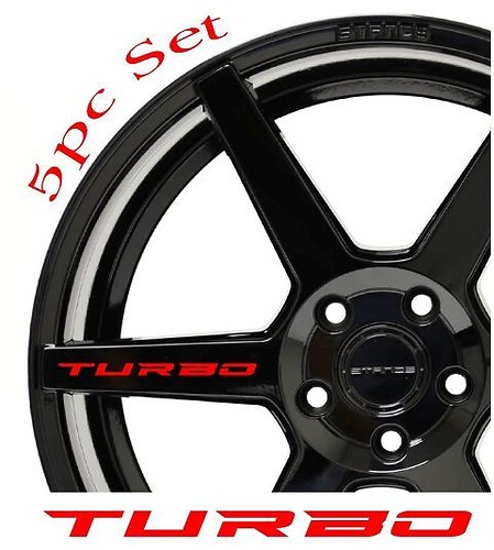 Adesivo in Vinile con Scritta Turbo per Cerchi Ruote Auto