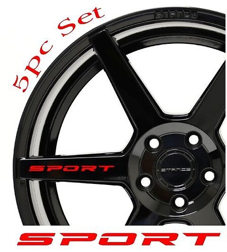 Adesivo in Vinile con Scritta Sport per Cerchi Ruote Auto
