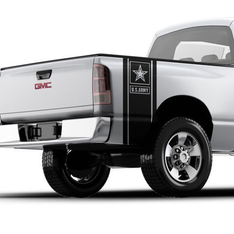 Set di adesivi in vinile per pianale di pickup in stile Army Star per GMC Chevy