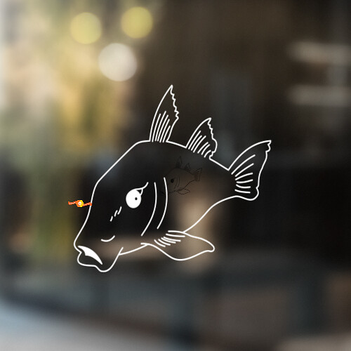 Adesivo murale in vinile FISH per finestra bagno arte rimovibile #3
