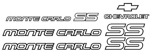Monte Carlo SS 85 86 Restauro Vinile Decalcomanie Adesivi Kit Chevy 1985 1986
