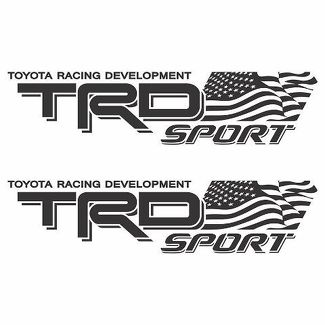 Toyota TRD sport Racing Tacoma Tundra 2 Flag US Decal Vinyl Pair Sticker Truck j