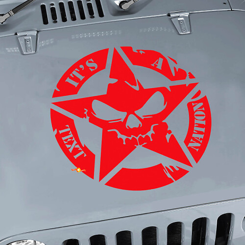 Adesivo Personalizzato Teschio Stellato Militare per Cofano Jeep Wrangler