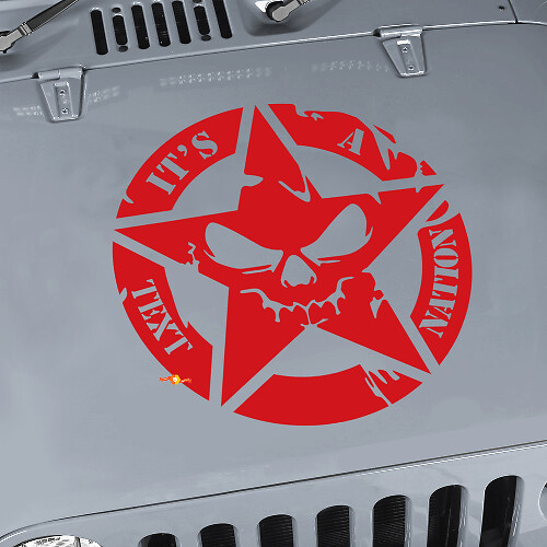 Adesivo in vinile personalizzato con teschio stella militare per cofano Jeep Wrangler JK CJ TJ