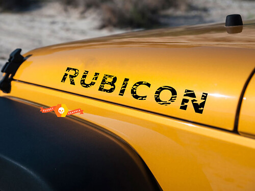 Jeep Wrangler Rubicon Oscar Mike stile cappuccio in difficoltà adesivi decalcomanie JK JL
