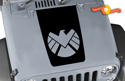 Adesivo in Vinile Nero Eagle Shield per Cofano Jeep Wrangler
