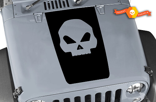 Adesivo in Vinile Nero Opaco "Skull Hood" per Jeep Wrangler JK TJ YJ JL