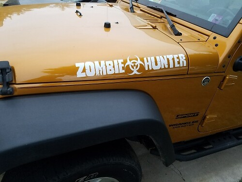2X ZOMBIE HUNTER EDITION per JEEP Wrangler CJ TJ YJ JK Hood Vinyl Sticker Decal