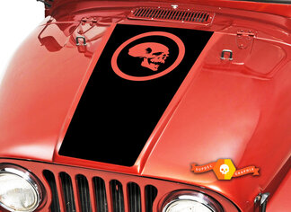Skull Hood Blackout Vinyl Decal Sticker (14 Circle) si adatta: Jeep CJ 5 6 7 8