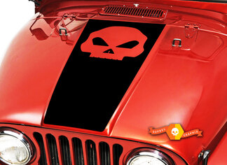 Skull Hood Blackout Vinyl Decal Sticker (21) si adatta: Jeep CJ 5 6 7 8