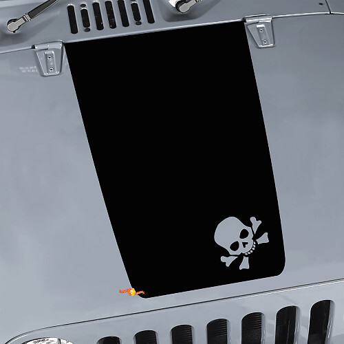 Adesivo in Vinile Nero Opaco con Teschio per Cappuccio Jeep Wrangler JK TJ YJ JL