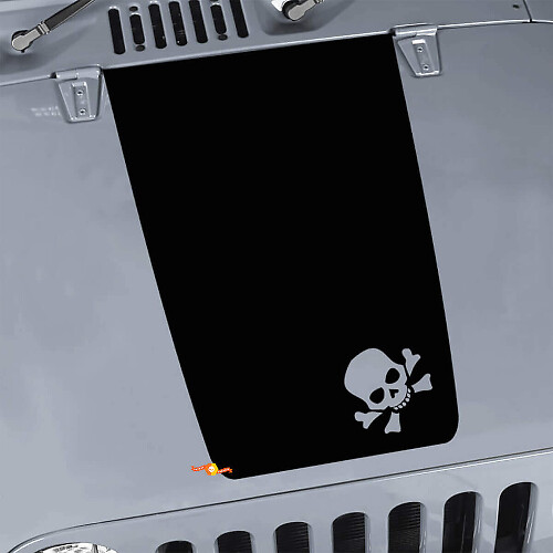 Adesivo in Vinile Nero Opaco con Teschio per Cappuccio Jeep Wrangler JK TJ YJ JL