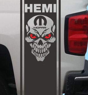 Dodge Ram HEMI Mopar Skull letto posteriore decalcomania in vinile strisce grafica per camion
