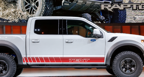 TEXT Coppia di strisce inclinate per minigonne Adesivo in vinile per minigonne per Ford F-150