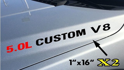 5.0L ADESIVI IN VINILE PER COFANO V8 PERSONALIZZATO Coppia di decalcomanie per Musclecar camion Boss Musclecarmodel (Coyote V8)