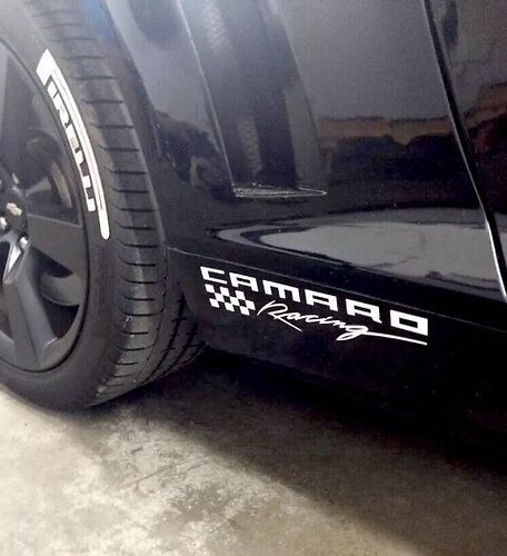 Adesivo decalcomania in vinile per parafango con gonna laterale da corsa Chevy Camaro LS LT RS SS Zl1 Z28
